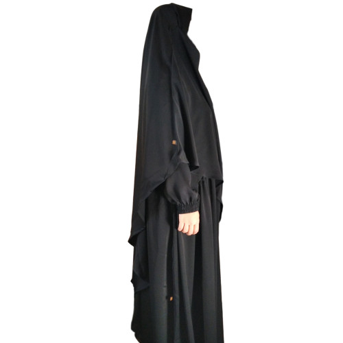 Two Piece Jilbab Abaya Set  (BLACK)